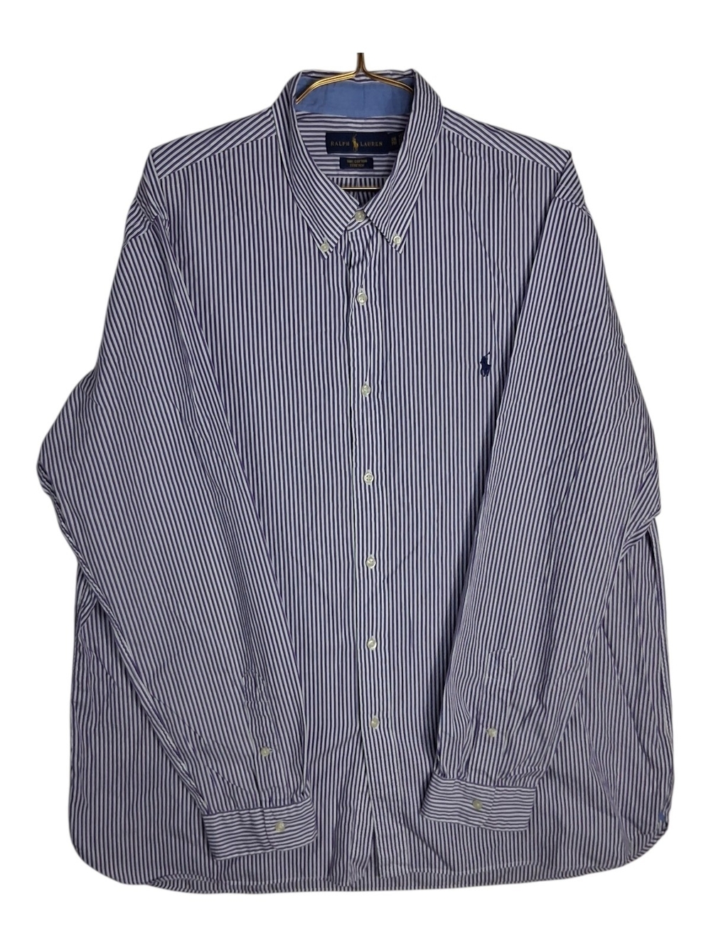 Ralph Lauren Mens XXL Purple Stripe Cotton Stretch Long Sleeve Designer Shirt
